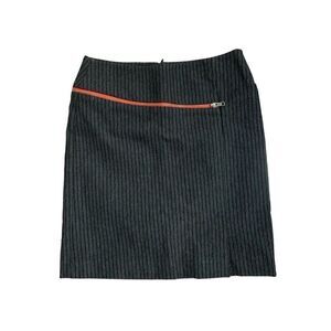 donna degnan gray black red striped pencil skirt 2 Xs